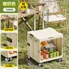 Carrito Portátil Plegable de Doble Puerta con Estampado de Dibujos Animados para el Hogar, Carrito Multifuncional para Acampar y Compras