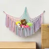 Bolsa de Malla Triángulo para Juguetes Transfronteriza con Cintas de Colores Hamaca de Peluche Bolsa de Malla de Almacenamiento Bohemia