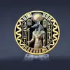 Moneda Conmemorativa del Anubis del Antiguo Egipto, Medalla Conmemorativa de Doble Cara con Relieve de Pirámide y Escarabajo UV, Mitología Egipcia Oro