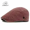 Boina de Algodón Lavado para Hombres y Mujeres, Gorra Retro Británica Adelantada, Sombrero de Artista Versátil, Gorra Visera Bordada Personalizada, Moderna