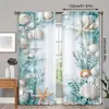 Cortinas Criativas de Verão Transfronteiriças com Estampa de Linhas do Mar, Conchas e Corais para Decoração de Ambiente de Sala de Estar e Quarto