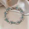 Pulsera Abierta Sencilla y Elegante de Flor de Zirconia, Pulsera Versátil de Moda para el Trabajo, Joyería al por Mayor de Lujo Ligero de Alta Gama para Mujeres
