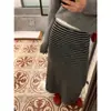 Falda de Punto Retro a Rayas Perezosas para Mujer, Falda Larga de Punto de Lana para Otoño e Invierno, Cintura Alta Adelgazante que se Ajusta a la Cadera