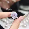 Anel octogonal de diamante azul marinho lapidação millennium rose alto carbono diamante rosa rose dazzle verde roxo para mulheres