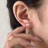 Pendientes de Corazón Calados Estilo Coreano para Mujer, Diseño de Nicho, Pendientes con Cierre de Rosca, Accesorios para el Trabajo con Circonita Microincrustada