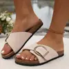 Chinelos de Comércio Exterior Feminino 2024 Novas Sandálias Planas de Praia Aberta para Mulheres Europeias e Americanas Sandálias Plus Size
