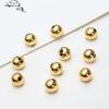 Contas Soltas Coloridas de Ouro 18K, Contas Redondas de Cobre Banhadas a Ouro, Contas Espaçadoras, Materiais para Acessórios de Joias Artesanais DIY