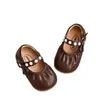 Zapatos de Cuero para Niñas 2025 Primavera y Otoño Nuevos Zapatos de Princesa para Niños Zapatos de Cuero Pequeños con Lazo y Perlas Zapatos para Bebé de Suela Blanda