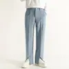 Pantalones de Traje Negros para Hombre, Pantalones Anchos de Talla Grande Holgados Estilo Hong Kong para Hombre, Pantalones Rectos Casuales de Moda Popular High Street