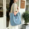 Bolso tote azul de doble cara, suave y casual, simple y versátil para el uso diario, gran capacidad, adecuado para la escuela y el trabajo, bolso de hombro