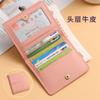 Cartera de Cuero Genuino para Mujer, Corta, Compacta, Ligera, Tarjetero de Piel de Vaca de Primera Capa, Plegable de Alta Gama con Hebilla, Cartera Suave