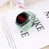 Comercio Exterior Más Vendido Casual Simple Reloj Digital LED Juventud Botón Redondo Luz Roja Plástico Exterior Reloj Venta al por Mayor