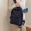 Mochila nueva y elegante con una estética de estilo coreano, perfecta para viajes casuales, ligera, con un patrón de estrellas, ideal para estudiantes