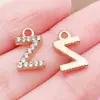 Colgantes de Letra P del Alfabeto Inglés en Oro de 26 Quilates con Diamantes, Dijes Mayúsculos en Inglés, Collares Pendientes DIY, Accesorios de Joyería Transfronterizos