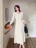 Vestido suéter de tricô francês elegante, estético de nicho socialite, bonito e cool, estilo coreano