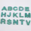 Resina com pedras de turquesa natural pingente com letra em inglês resina artesanal acessório DIY chaveiro pingente decorativo