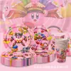 Decoração de Festa Infantil Tema Star Kabi Arranjo Prato de Papel Rosa Copo de Papel Guardanapo Talheres Descartáveis