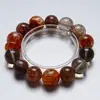 Pulsera de Cristal de Ágata Roja Natural Vida Eterna para Mujer, Pulsera Versátil de Cristal Negro Oro Súper Siete Té al por Mayor