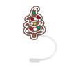Tapa de pajita personalizada, tapón de silicona para polvo, bonita hebilla decorativa de pajita de dibujos animados para fiesta navideña, productos transfronterizos
