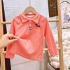 Camiseta de Manga Larga para Niños Algodón Puro Otoño Nuevo Estilo Camisa Polo para Niños Ropa Interior Básica para Bebés Tops para Niñas Ropa Infantil Venta al por Mayor
