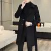 Pierre Cardin Abrigo Largo de Lana para Otoño e Invierno Hombres Cinturón Gabardina Lana Doble Cara Abrigo de Lana Moderno