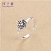 Anillo de Plata Tailandesa Hecho a Mano Original Personalizado Anillo de Flor para Mujeres Diseño Antiguo Retro Hecho a Mano Venta al por Mayor