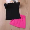 Conjunto de Manga Bufante para Meninas 2026 Verão Novo Bebê Desenho Gatinho Manga Curta Roupa de Trabalho Shorts Conjunto de Duas Peças Estilo Coreano Tendência