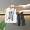 X227 Conjunto de Verano para Niños Nuevo Estilo Coreano Atractivo Chaleco Delgado sin Mangas para Niños Ropa de Verano para Bebés Conjunto de Dos Piezas Moderno