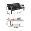 Conjunto simples de sofá e mesa de centro para escritório comercial, espesso e durável, adequado para recepção e sala de espera, sofá de couro de três lugares com estrutura de aço