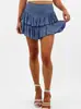 En Stock Venta al por Mayor Moda Europea y Americana Color Sólido Verano para Mujer Nueva Moda Falda Plisada Sexy Chica Caliente Volantes Falda Corta