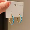 Turquesa Banhado a Ouro~Vintage Luxo Leve Zircônia Imitação de Turquesa Brincos Redondos Simples Moda Brincos para o Dia a Dia Brincos de Alta Qualidade