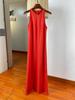 Vestido de lino sin mangas para mujer, falda larga de verano, elegante, entallada, adelgazante, con abertura lateral y tirantes.