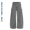 Pantalones Cargo Americanos Retro de Calle con Hebilla Lateral, Diseño Holgado con Salpicaduras de Tinta, Pierna Ancha, Modernos, Versátiles, Unisex