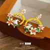 Brincos Vintage Exagerados com Pino de Prata Flor Gota de Óleo Coelhinho, Brincos Retro de Luxo Leve de Alta Qualidade para Mulheres