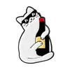 Broche de Gato Animal Novo Estilo Fofo Transfronteiriço Desenho Animado Criativo Gato Taça de Vinho Vermelho Insígnia de Acessório Metálico