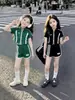 Traje Deportivo Casual de Manga Corta y Shorts Finos de Verano para Niñas Mayores y Niñas Pequeñas, Ropa de Verano para Niños Moderna y Elegante