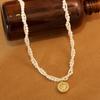 Collar de perlas con forma de estrella de circonita galvanizada en oro auténtico, estilo francés retro, elegante, cadena de clavícula, collar de moda para mujer.