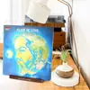 Estante para discos de vinilo combinado de madera de hierro, estante de almacenamiento de discos CD de escritorio, estante de exhibición de LPs plegable