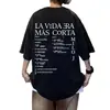 Camiseta Gráfica Lavada Vintage Rapper Milo J La Vida Era Mas Corta para Hombres y Mujeres