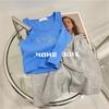 Chaleco con cuello en V y letras azules bordadas para mujer, nuevo jersey sexy sin mangas con personaje I de Spice Girls de verano 2021