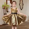 Vestido Dorado Pequeño para Niñas Transfronterizo, Vestido Chaleco de Moda para Niños, Vestido de Princesa sin Mangas para Niña Pequeña