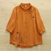 Cardigan Bordado Floral Artístico de Desenho Animado para Mulheres, Manga Curta, Camisa Casual, Venda por Atacado - Novo Estilo Verão 2026