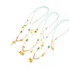 Colar Puzo Gold Store estilo igual, banhado a ouro, com pingente de cabaça e nuvem, mantra de seis caracteres, corrente para suéter com cordão trançado à mão com múltiplos tesouros