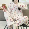 Nuevo pijama de invierno y otoño de manga larga, conjunto de dos piezas dulce de dibujos animados, pijama de forro polar de coral, ropa de casa cálida estilo ins