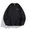 Camiseta de manga larga para hombre con estampado de letras y flores estilo americano, top de diseño moderno para otoño, camiseta básica holgada casual para hombre