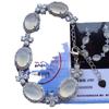 Novo Bracelete de Calcedônia Branca Natural de Alta Qualidade Estilo Chinês com Cravação Completa em Diamante Banhado a Prata para Mulheres