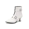Fivela de Cinto Salto Médio Moda Europeia e Americana Botas Femininas Tamanho Grande Botas Curtas 7002