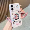 Capinha de celular fofa com lupa para iPhone 17 Pro, com suporte giratório de desenho animado, capa protetora Apple 18