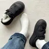 Zapatos Blancos Originales de Nicho con Forro de Felpa y Suela Gruesa de Velcro para Mujer Invierno 2025 Nuevos Zapatos de Algodón Peludo