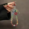 Cadena de Teléfono Móvil de Cristal Arcoíris de Lujo y Gama Alta, Cadena de Muñeca Corta de Flor de Moda con Clip